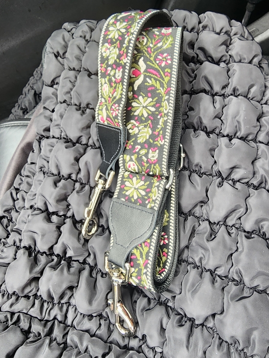 Handbags - CLOUD MUSIC Floral Jacquard Adjustable Bag Strap - Pink & Green